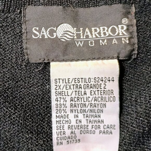 EUC: Sag Harbor Sze. 2X Black Knit Short-Sleeve Sweater - Picture 3 of 4